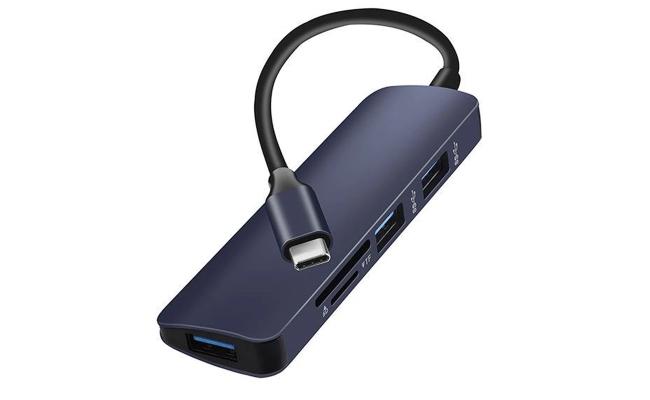 Coteci MB1082 5-in-1 Type-C Adapter TF/SD Card Reader - Black